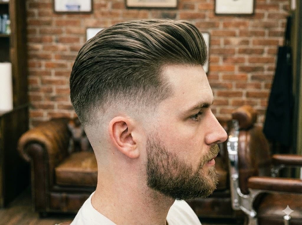 High Taper Fade Straight Hair ultra-clean contrast with razor-sharp fade lines and smooth straight hair texture, oval square heart diamond faces professional modern edgy style